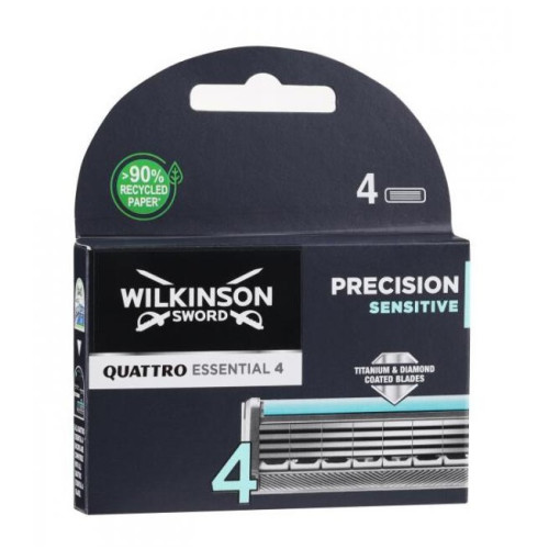 Картріджі для гоління Wilkinson Sword Quattro Essential 4 Precision Sensitive 4 шт Картріджі для гоління Wilkinson Sword Quattro Essential 4 Precision Sensitive 4 шт